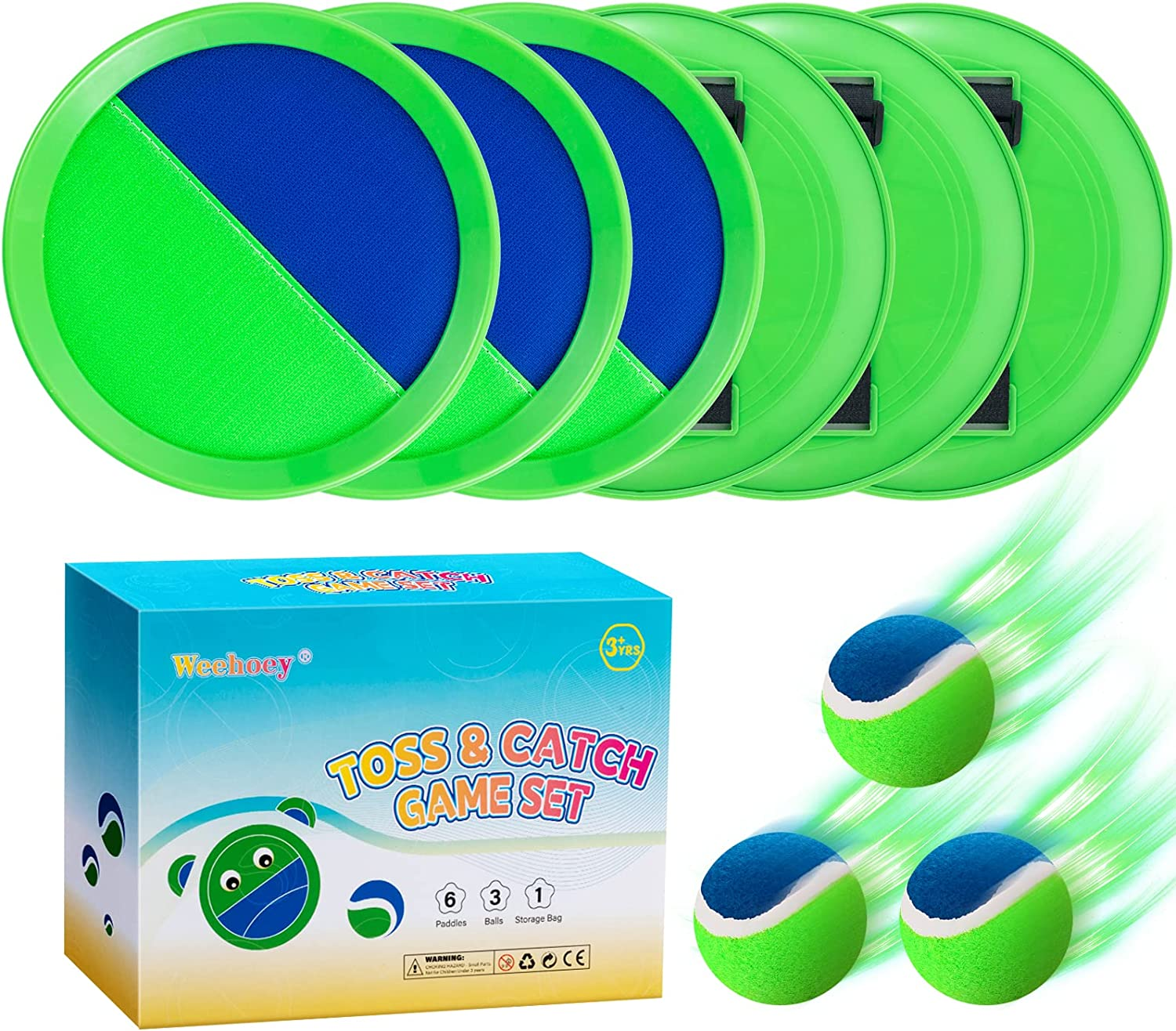 Kids Toys - Beach Toys - Outdoor Games for Kids, Toss and Catch Ball Set with 6