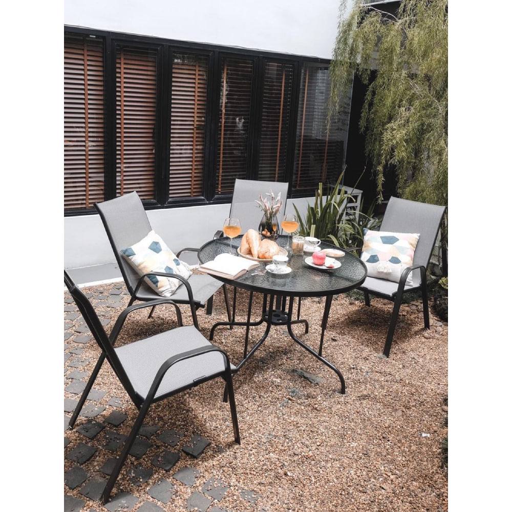 INDEX LIVING MALL ชุดโต๊ะสนาม 4 ที่นั่ง รุ่นสแตมป้า - สีกาแฟ